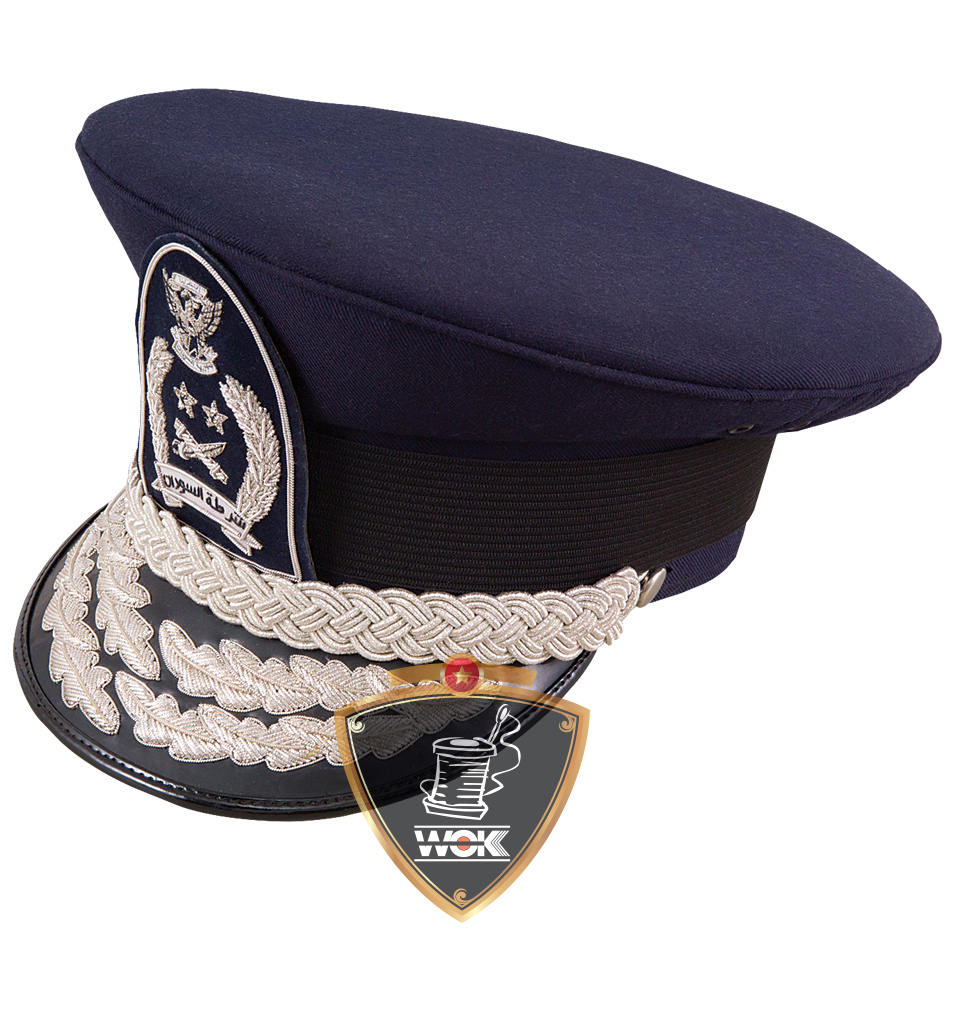 Officer peak cap, Poly wool navy blue fabric