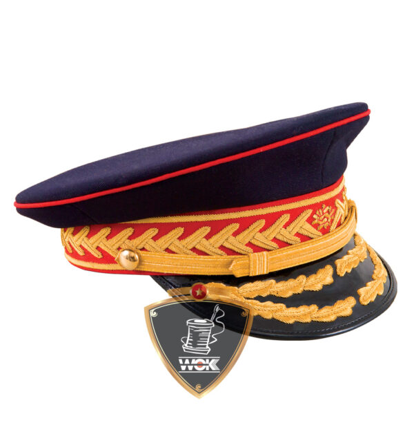 Officer peak cap, poly wool Navy blue fabric