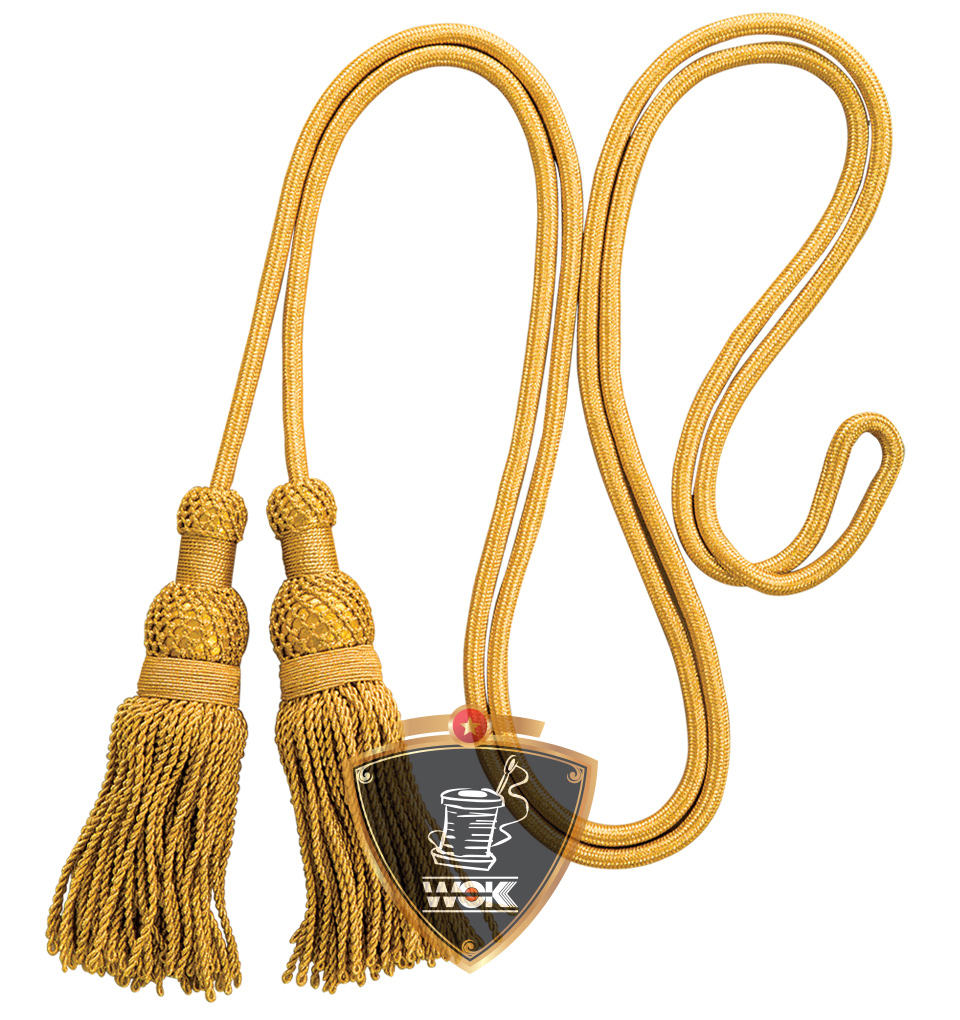 Tassels Cord, 6mm Gold Metallic Yarn with Two Tassels